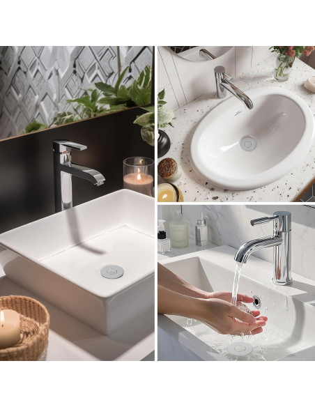 Hibbent Filtro de Drenaje 3 en 1 para Lavabo Cromo 2 Piezas Hibbent Filtro de Drenaje 3 en 1 para Lavabo Cromo 2 Piezas