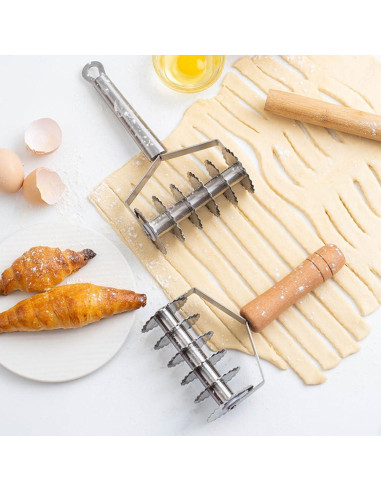 Cortador de Masa UPKOCH de Acero Inoxidable con Mango de Madera