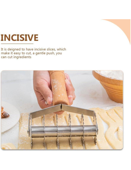 Cortador de Masa UPKOCH de Acero Inoxidable con Mango de Madera Cortador de Masa UPKOCH de Acero Inoxidable con Mango de Madera