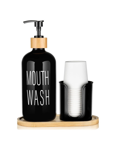 Dispensador de Enjuague Bucal BYAWAY Vidrio Negro 500ml Dispensador de Enjuague Bucal BYAWAY Vidrio Negro 500ml