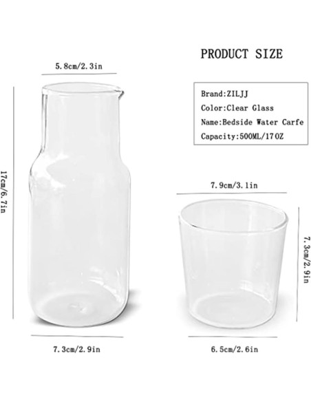 Juego de jarra y vaso de vidrio ZILJJ 500ml transparente Juego de jarra y vaso de vidrio ZILJJ 500ml transparente