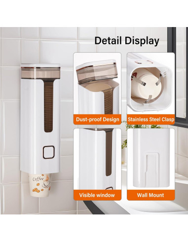 Dispensador de Tazas Talkson Montado en Pared 30cm Blanco