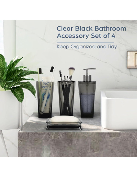 Juego de Accesorios de Baño 4 Piezas YTDTKJ Negro Juego de Accesorios de Baño 4 Piezas YTDTKJ Negro