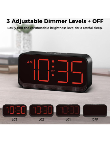Reloj Despertador Digital Acedeck Rojo Compacto LED