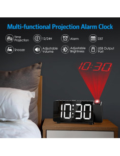 Reloj Despertador Proyector AMIR Digital con Brillo Ajustable 2