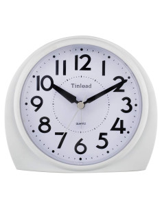 Reloj Despertador Analógico Tinload Grande Silencioso Blanco