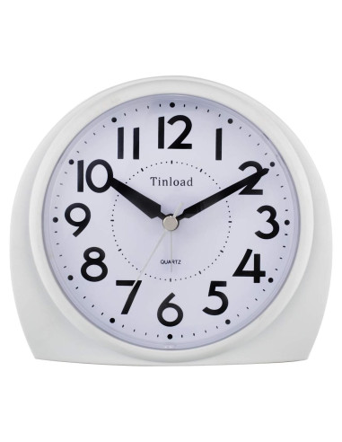 Reloj Despertador Analógico Tinload Grande Silencioso Blanco