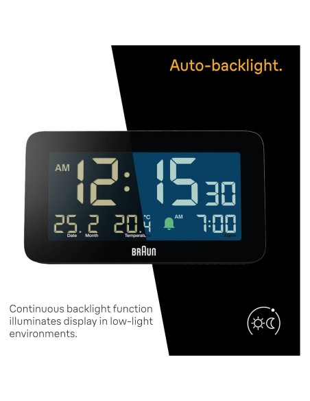 Reloj Despertador Digital Braun BC10B con Temperatura Reloj Despertador Digital Braun BC10B con Temperatura