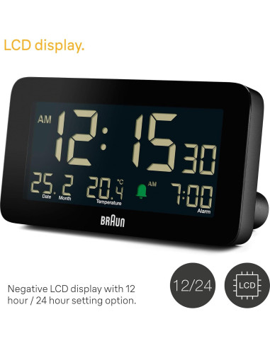 Reloj Despertador Digital Braun BC10B con Temperatura