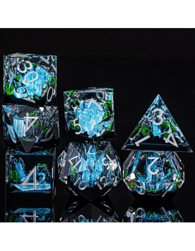 Juego de Dados Poliedricos DND Weyano 7 Pcs Montaña y Cascada