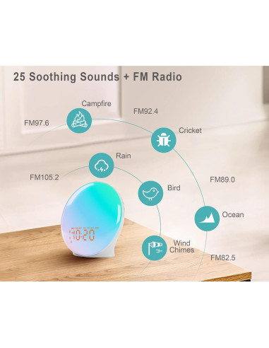 Despertador Luz Amanecer JALL K8, 17 Luces, Bluetooth 5W