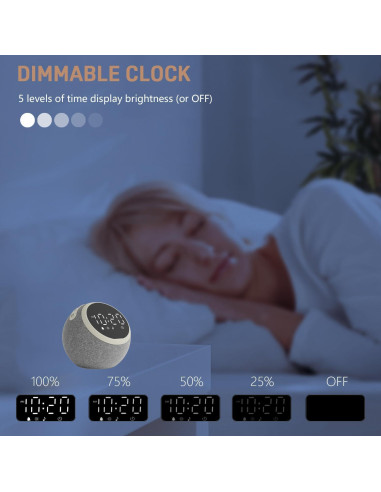 Reloj Despertador JALL con Ruido Blanco y Luz Nocturna