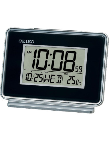 Reloj Despertador Digital Seiko Hudson Negro con Calendario
