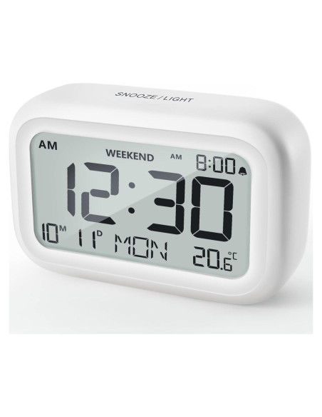 Reloj Despertador Digital DOOMAY Blanco con Snooze y LCD Reloj Despertador Digital DOOMAY Blanco con Snooze y LCD