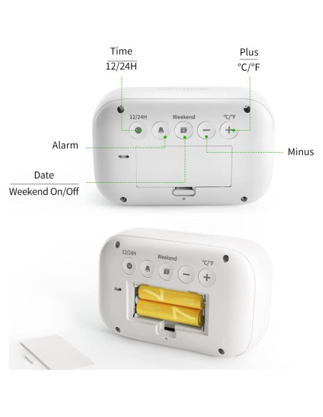 Reloj Despertador Digital DOOMAY Blanco con Snooze y LCD Reloj Despertador Digital DOOMAY Blanco con Snooze y LCD