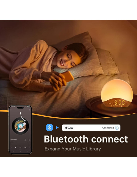 Despertador Luz de Amanecer JALL con Sonido Blanco y Bluetooth Despertador Luz de Amanecer JALL con Sonido Blanco y Bluetooth