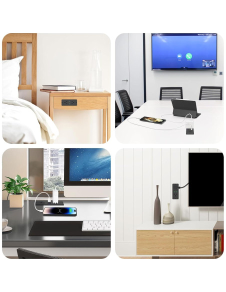 Toma de Corriente Empotrada HHSOET 45W con USB y USB-C Toma de Corriente Empotrada HHSOET 45W con USB y USB-C