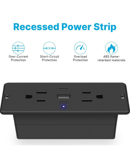 Toma de Corriente Empotrada CCCEI con USB-C 20W 6FT Toma de Corriente Empotrada CCCEI con USB-C 20W 6FT