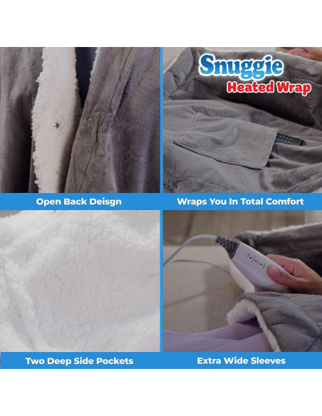Manta Calentada Snuggie 50x60 Gris Sherpa Lavable Manta Calentada Snuggie 50x60 Gris Sherpa Lavable