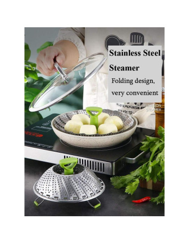 Cesta de Vapor Plegable LTWQLing Acero Inoxidable 22,86 cm