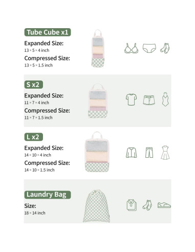 Set de 6 Cubos de Compresión Narwey para Viajes 55,88 cm