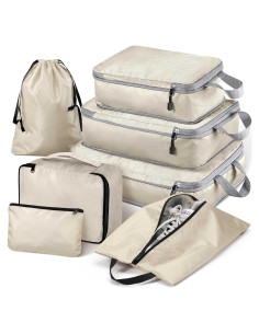 Cubos de Compresión Hommtina 7 Piezas Beige para Viaje