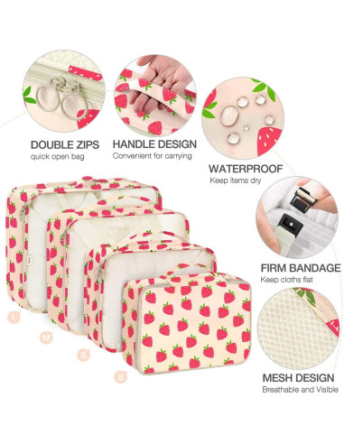 Set de 8 Cubos de Empaque Hatisan para Viaje Fresa