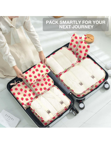 Set de 8 Cubos de Empaque Hatisan para Viaje Fresa