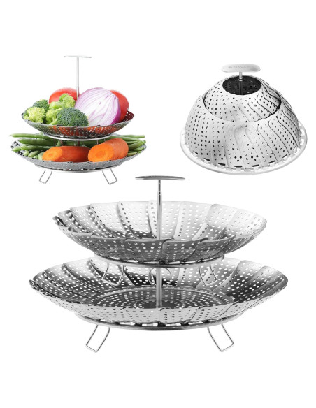 Cesta de Vapor de Verduras Navaris 2 Niveles Acero Inoxidable Cesta de Vapor de Verduras Navaris 2 Niveles Acero Inoxidable