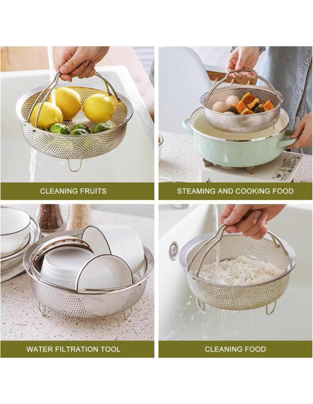 Cesta de Vapor de Acero Inoxidable 24 cm para Verduras Cesta de Vapor de Acero Inoxidable 24 cm para Verduras