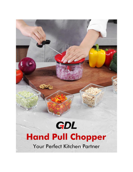 Picador de Alimentos Manual GDL 0.8L Rojo Cuchilla Inoxidable Picador de Alimentos Manual GDL 0.8L Rojo Cuchilla Inoxidable