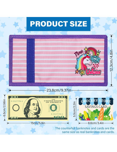 Cartera de Juego DEEKI con Monedas y Tarjetas Falsas - Unicornio Arcoíris