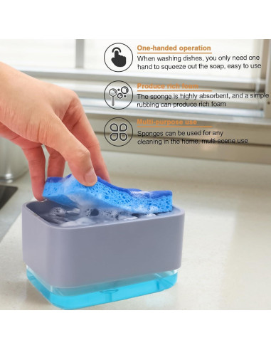 Dispensador de Jabón 2 en 1 HvOvMvE con Esponjas y Raspador