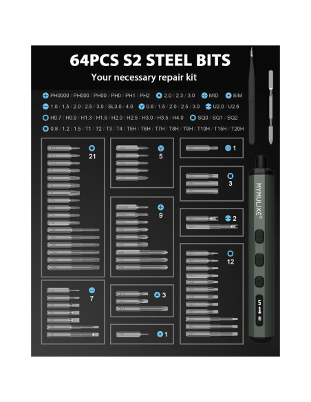 Juego de destornilladores eléctricos 68 piezas MMYMULIKE Juego de destornilladores eléctricos 68 piezas MMYMULIKE