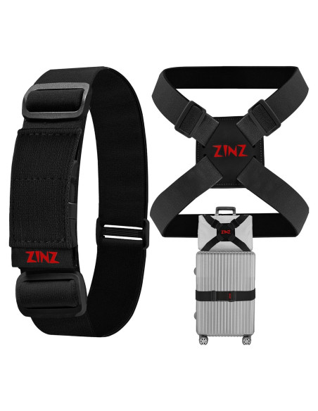 Juego de 2 correas de equipaje ZINZ elásticas ajustables Juego de 2 correas de equipaje ZINZ elásticas ajustables