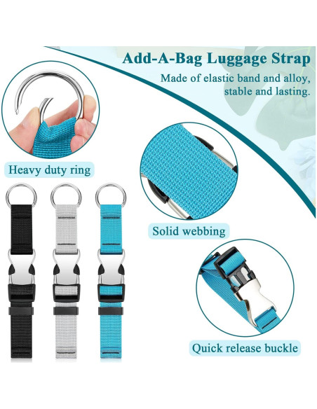 Correas de Equipaje Amylove 3 Pcs Ajustables Nylon Correas de Equipaje Amylove 3 Pcs Ajustables Nylon