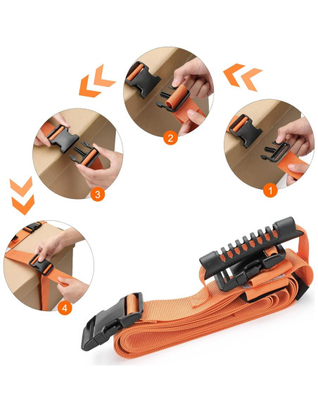 Correa de Transporte JIPIMON Ajustable 400 lbs Nylon Naranja Correa de Transporte JIPIMON Ajustable 400 lbs Nylon Naranja