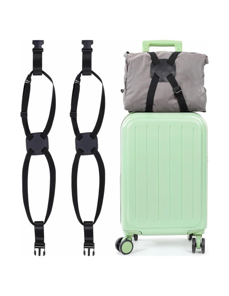 Correa de Equipaje Ajustable Oruola 2 Pcs Negra 55-80cm Correa de Equipaje Ajustable Oruola 2 Pcs Negra 55-80cm