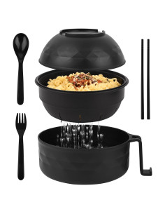 Tazón de Ramen HUAKENER 1.1 L con Tapa y Utensilios