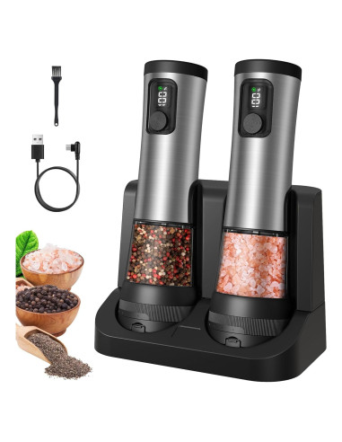 Juego de Molinillos Eléctricos Flelano Acero Inoxidable 100ml