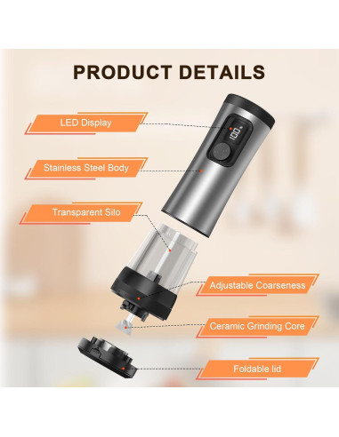 Juego de Molinillos Eléctricos Flelano Acero Inoxidable 100ml