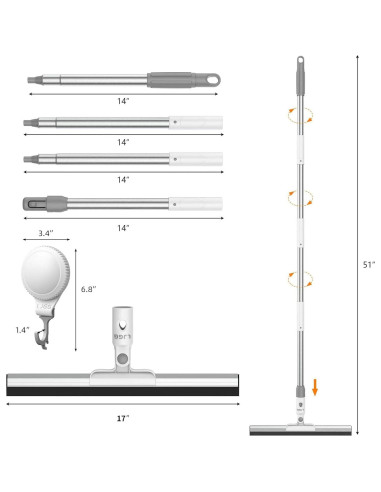 Escobilla de goma LJGG 43 cm con mango de 130 cm