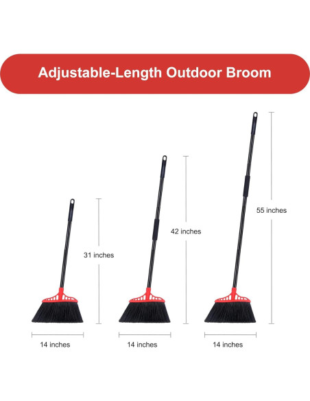 Escoba de Uso Pesado Tiumso 55" Negra y Roja para Exteriores Escoba de Uso Pesado Tiumso 55" Negra y Roja para Exteriores