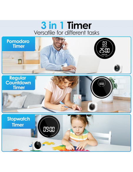Temporizador Pomodoro HAUKINIX 99 Min Visual Ajustable Temporizador Pomodoro HAUKINIX 99 Min Visual Ajustable