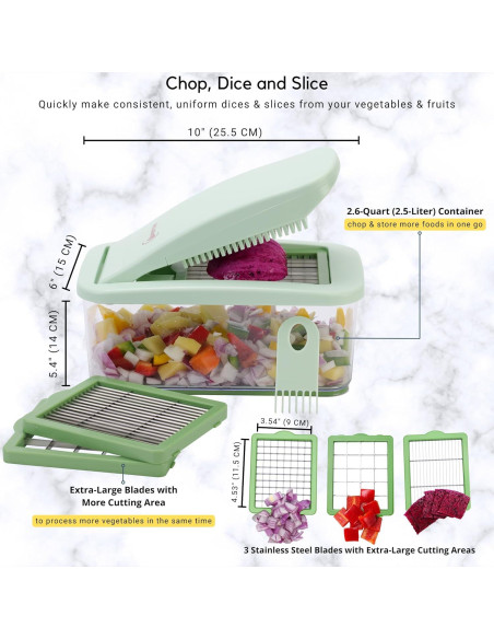 Picador de Verduras Brieftons QuickPush 2.6L 3 Cuchillas Picador de Verduras Brieftons QuickPush 2.6L 3 Cuchillas