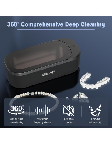 Limpiador de Joyas Ultrasónico KUNPHY 355ml Blanco y Negro