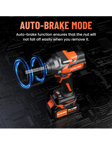 Llave de impacto inalámbrica Olmlmo IW-01 950Nm 1/2" con 2 Baterías
