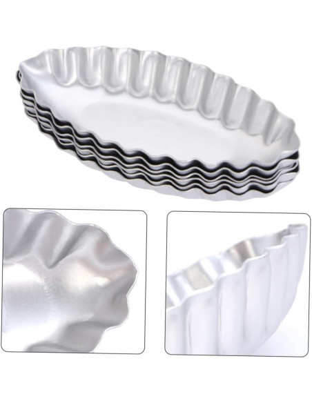 10 Moldes de Aluminio para Tartas QRZLP - Forma de Barco 10 Moldes de Aluminio para Tartas QRZLP - Forma de Barco