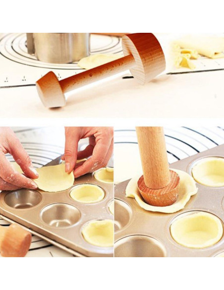 Tamper de Tarta de Madera Xinjincang Doble Cara 2.54 cm Tamper de Tarta de Madera Xinjincang Doble Cara 2.54 cm