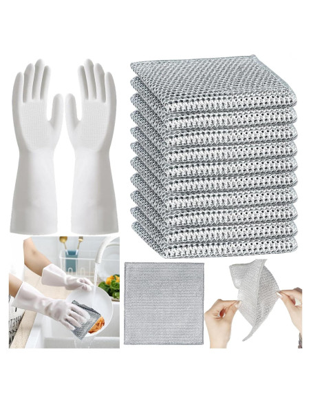 Trapo de Lavado de Platos UpinFun 20x20 cm + Guantes 2 Pcs Trapo de Lavado de Platos UpinFun 20x20 cm + Guantes 2 Pcs